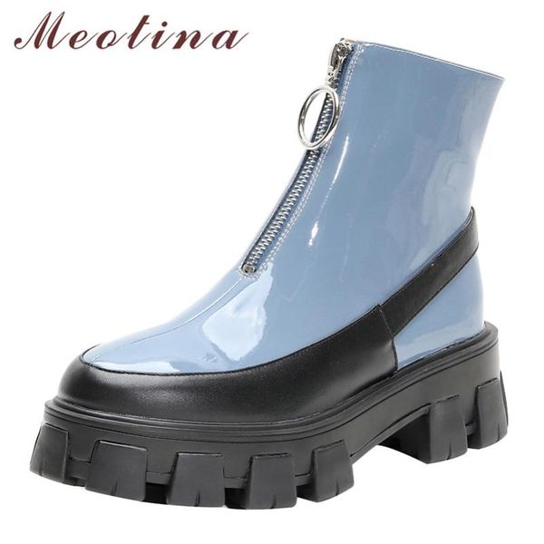 meotina winter ankle boots women genuine leather platform chunky heel short boots patent leather zipper shoes lady autumn 34-39, Black
meotina winter ankle boots women genuine leather platform chunky heel short boots patent leather zipper shoes lady autumn 34-39, Black