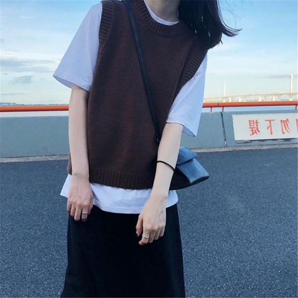 women's vests 2021 korean preppy style casual loose o neck knit sweater vest sleeveless pullover waistcoat tank women autumn, Black;white
women's vests 2021 korean preppy style casual loose o neck knit sweater vest sleeveless pullover waistcoat tank women autumn, Black;white