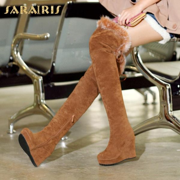 sarairis 2020 fashion warm winter snow boots woman shoes wedge high heels platform zipper concise plush thigh high boots female, Black
sarairis 2020 fashion warm winter snow boots woman shoes wedge high heels platform zipper concise plush thigh high boots female, Black