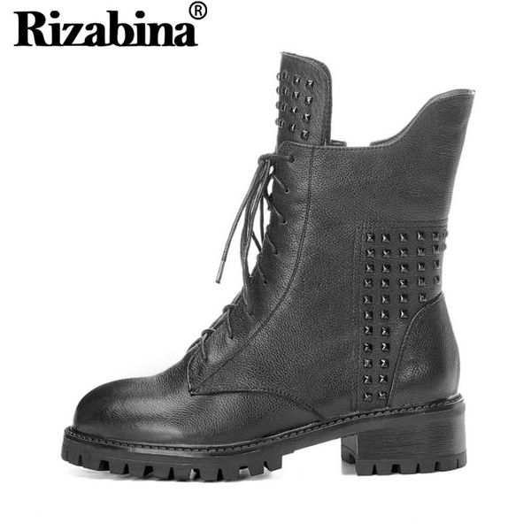 boots rizabina women half short real leather designer shoes winter lace up zipper rivets casual size 34-42, Black
boots rizabina women half short real leather designer shoes winter lace up zipper rivets casual size 34-42, Black