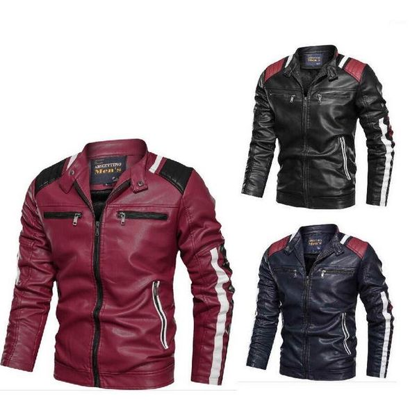 men's leather jackets stand collar jacket leather men patchwork motorcycle winter coat mens biker jacket1, Black
men's leather jackets stand collar jacket leather men patchwork motorcycle winter coat mens biker jacket1, Black