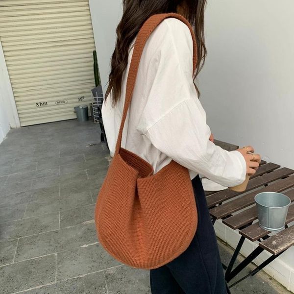 korean women's knitted bag 2020 autumn winter new woven single shoulder large capacity soft bucket bag a683
korean women's knitted bag 2020 autumn winter new woven single shoulder large capacity soft bucket bag a683