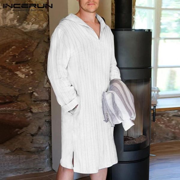 vintage long sleeve v neck hooded homewear leisure pockets cotton sleep robes incerun men striped bathrobes mens nightgown s-5xl, Black;brown
vintage long sleeve v neck hooded homewear leisure pockets cotton sleep robes incerun men striped bathrobes mens nightgown s-5xl, Black;brown