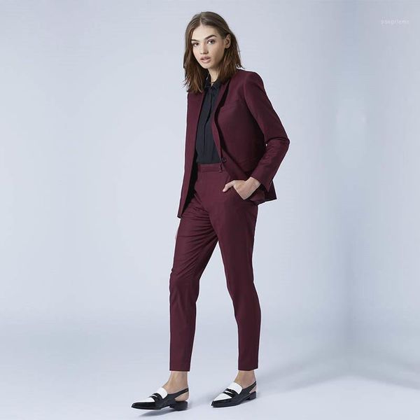 burgundy red women slim fit formal business office lady suits female elegant 2 pieces custom made uniform pants suits set1, White
burgundy red women slim fit formal business office lady suits female elegant 2 pieces custom made uniform pants suits set1, White