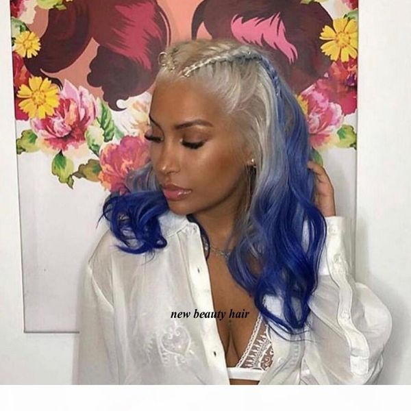 24inch long heat resistant fiber hair dark root ombre blue highlight body wave synthetic lace front wig for women cosplay party, Black
24inch long heat resistant fiber hair dark root ombre blue highlight body wave synthetic lace front wig for women cosplay party, Black