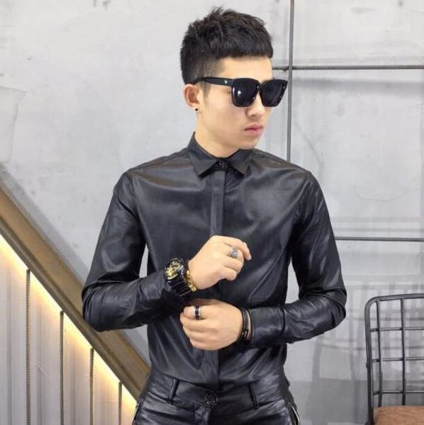 men's casual shirts 2021 spring imitation sheepskin washed long-sleeved men trend korean slim leather shirt dark blue1, White;black
men's casual shirts 2021 spring imitation sheepskin washed long-sleeved men trend korean slim leather shirt dark blue1, White;black