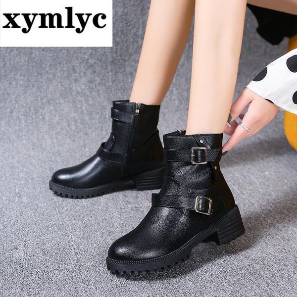 designer boot women 2020 fashionable pu leather boots brown round toe metal buckle side zipper middle heel cool women 's shoes, Black
designer boot women 2020 fashionable pu leather boots brown round toe metal buckle side zipper middle heel cool women 's shoes, Black