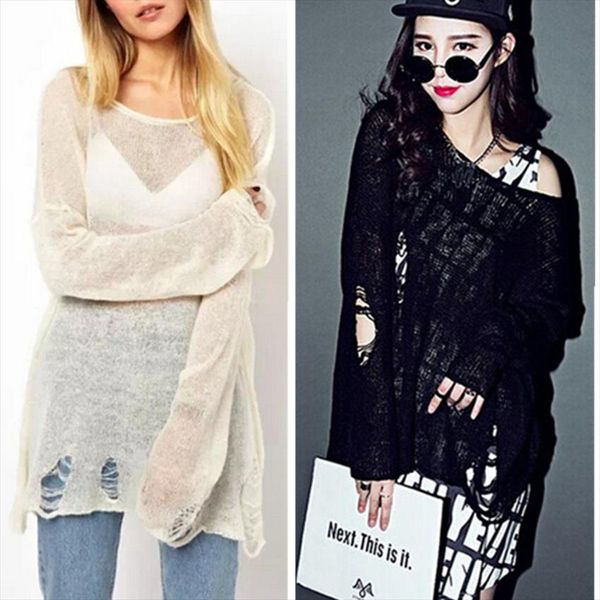 2015 womens loose hole sweater hollow out asymetric hem loose knitted v neck long sleeve thin sweater, White;black
2015 womens loose hole sweater hollow out asymetric hem loose knitted v neck long sleeve thin sweater, White;black