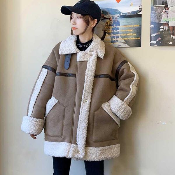 one-piece korean lamb wool jackets and coat women's long sleeve cardigan woolen coats 2021 women autumn winter coats overcoat, Tan;black
one-piece korean lamb wool jackets and coat women's long sleeve cardigan woolen coats 2021 women autumn winter coats overcoat, Tan;black