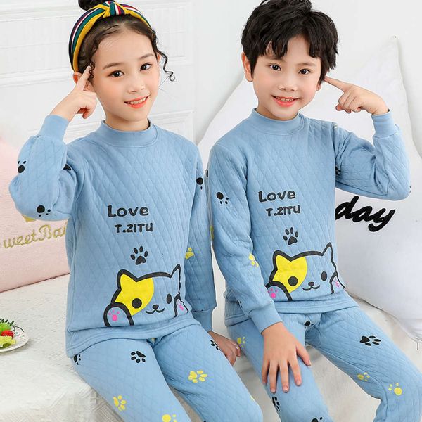 clothing thickened combed cotton warm winter et boys' and girls' children's pajamas home suitsx9h, Blue;red
clothing thickened combed cotton warm winter et boys' and girls' children's pajamas home suitsx9h, Blue;red