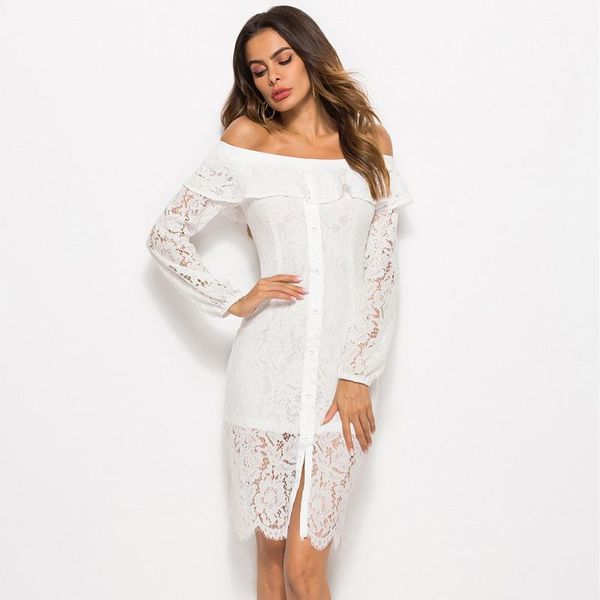 hollow out white lace summer dresses 2019 slash neck off shoulder ruffle dress women semi-sheer knee-length casual vestidos1, Black;gray
hollow out white lace summer dresses 2019 slash neck off shoulder ruffle dress women semi-sheer knee-length casual vestidos1, Black;gray