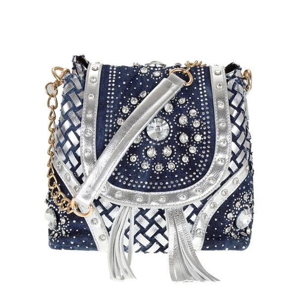 denim woven diamond inlaid women's handbag wholesale boston round one shoulder messenger bag factory direct sales
denim woven diamond inlaid women's handbag wholesale boston round one shoulder messenger bag factory direct sales