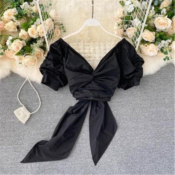 new autumn women solid blouse v neck hollow puff sleeves party blouses fashion korean elegant clubwear summer bow pz347, White
new autumn women solid blouse v neck hollow puff sleeves party blouses fashion korean elegant clubwear summer bow pz347, White