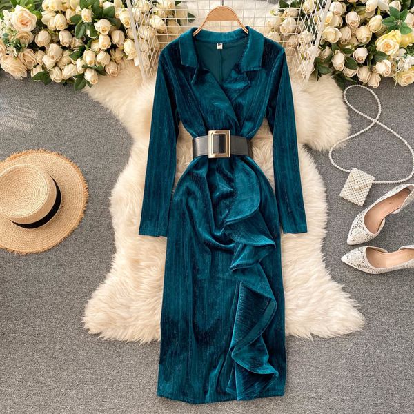 2021 new retro female singiny dressed in elegant solid turtleneck carved long dress fine autumn frilly velvet gowns i6vf, Black;gray
2021 new retro female singiny dressed in elegant solid turtleneck carved long dress fine autumn frilly velvet gowns i6vf, Black;gray