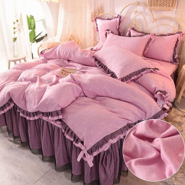 the new four-piece matte korean version of the lace princess style double quilt cover bed skirt cover sheets bedding1
the new four-piece matte korean version of the lace princess style double quilt cover bed skirt cover sheets bedding1