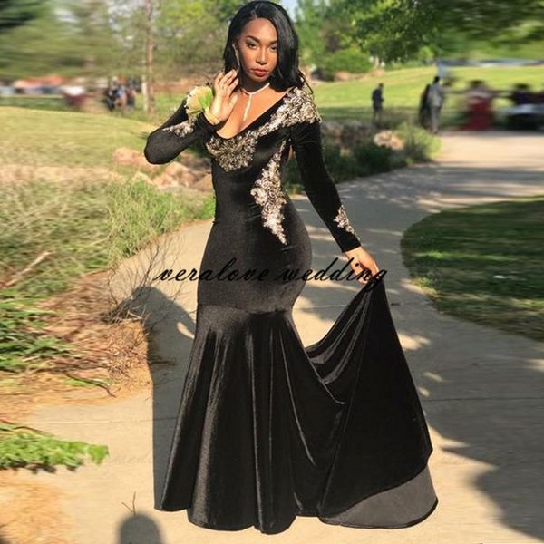 vestidos de graduacion velvet black prom dress long sleeves v neck mermaid evening dress vestido party gowns 2021
vestidos de graduacion velvet black prom dress long sleeves v neck mermaid evening dress vestido party gowns 2021