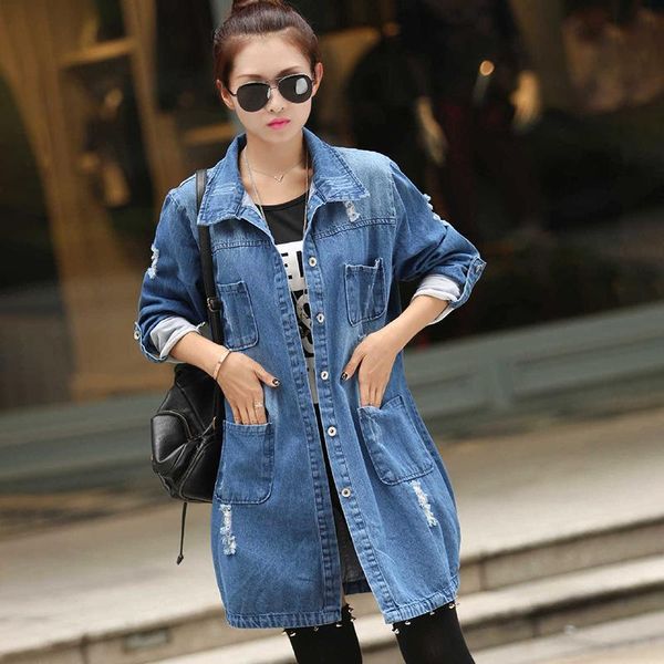new spring autumn women denim long coats buttons pockets turn-down collar jackets ladies casual outerwear size s-5xl, Black;brown
new spring autumn women denim long coats buttons pockets turn-down collar jackets ladies casual outerwear size s-5xl, Black;brown