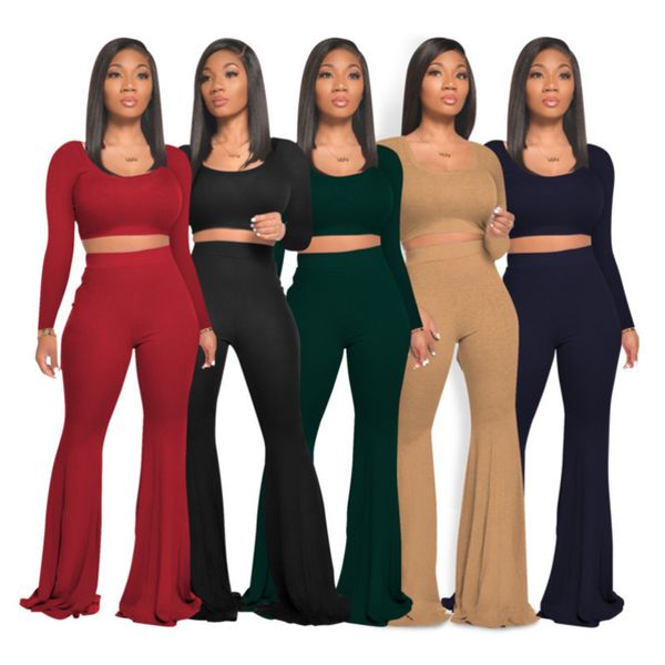 women two pieces set solid color high waist long sleeve flare pants outfits ladies fashion casual t shirt trousers tracksuit new jck, White
women two pieces set solid color high waist long sleeve flare pants outfits ladies fashion casual t shirt trousers tracksuit new jck, White