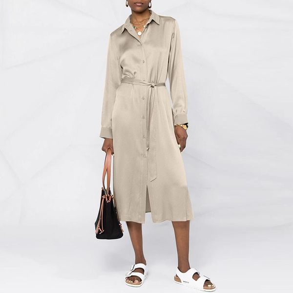 casual nye dresses 2022 women elegant satin silk ol belted midi dress turn-down collar long sleeve shirt split hem vestido robe, Black;gray
casual nye dresses 2022 women elegant satin silk ol belted midi dress turn-down collar long sleeve shirt split hem vestido robe, Black;gray