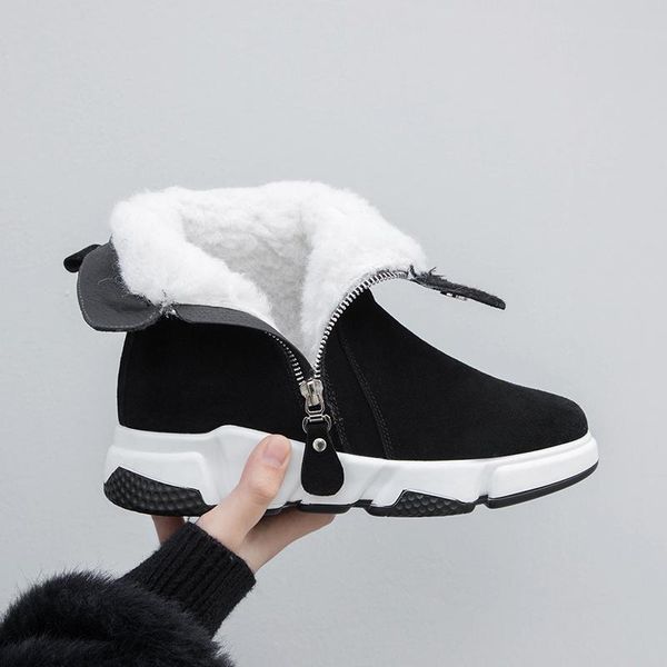 boots women's genuine suede leather side zip flats winter wool snow cold weather female casual short ankle shoes for women, Black
boots women's genuine suede leather side zip flats winter wool snow cold weather female casual short ankle shoes for women, Black