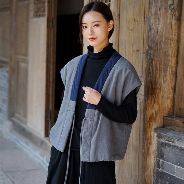johnature women winter 2020 new cotton and linen vintage vests chinese style warm cloths womens cardigan belt vests coats, Black;white
johnature women winter 2020 new cotton and linen vintage vests chinese style warm cloths womens cardigan belt vests coats, Black;white