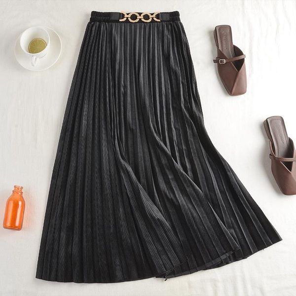 skirts 2021 woman elastic high waist metal chain solid women a-line pleated velvet mujer faldas femme jupes, Black
skirts 2021 woman elastic high waist metal chain solid women a-line pleated velvet mujer faldas femme jupes, Black