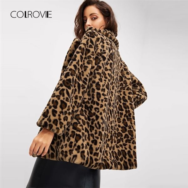 colrovie leopard print streetwear winter faux fur jacket coat women clothes autumn fashion office warm ladies outerwear 201019, Black
colrovie leopard print streetwear winter faux fur jacket coat women clothes autumn fashion office warm ladies outerwear 201019, Black