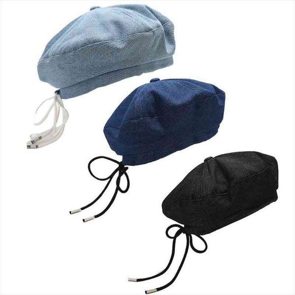 women autumn denim cotton beret casual lady sweet ribbon lace-up bowknot vintage elegant newsboy artist painter beanie hat, Blue;gray
women autumn denim cotton beret casual lady sweet ribbon lace-up bowknot vintage elegant newsboy artist painter beanie hat, Blue;gray