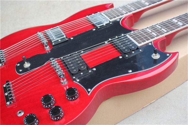 custom 12 strings 6strings sg guitar,double neck,red guitar,hh pickups,rosewood fingerboard shell inlay,special tailpiece
custom 12 strings 6strings sg guitar,double neck,red guitar,hh pickups,rosewood fingerboard shell inlay,special tailpiece