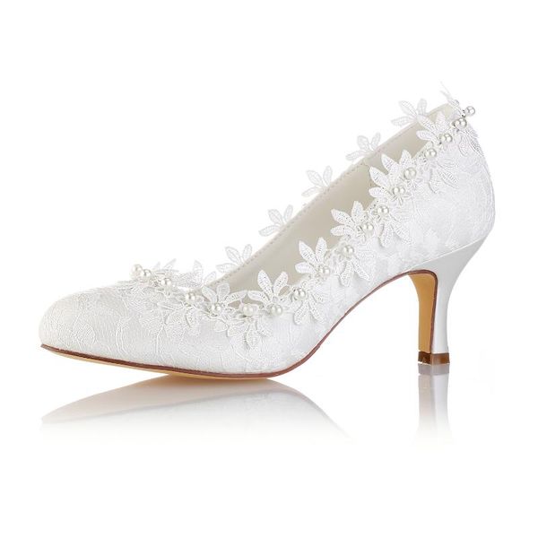 high heel pointed toe lace and pearls wedding party shoes, Black