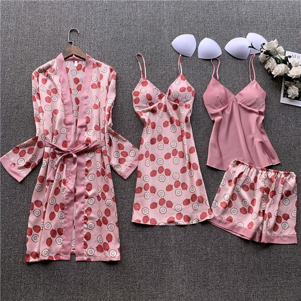 qweek women pajamas 2020 sleepwear pijamas mujer silk pyjamas 4 pieces set satin sleep lounge v-neck nightwear homewear y200708, Black;red
qweek women pajamas 2020 sleepwear pijamas mujer silk pyjamas 4 pieces set satin sleep lounge v-neck nightwear homewear y200708, Black;red