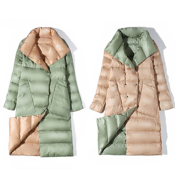 2021 new double-faced thin woman winter 90% white down female jacket breasted parka snow outwear otix, Black
2021 new double-faced thin woman winter 90% white down female jacket breasted parka snow outwear otix, Black