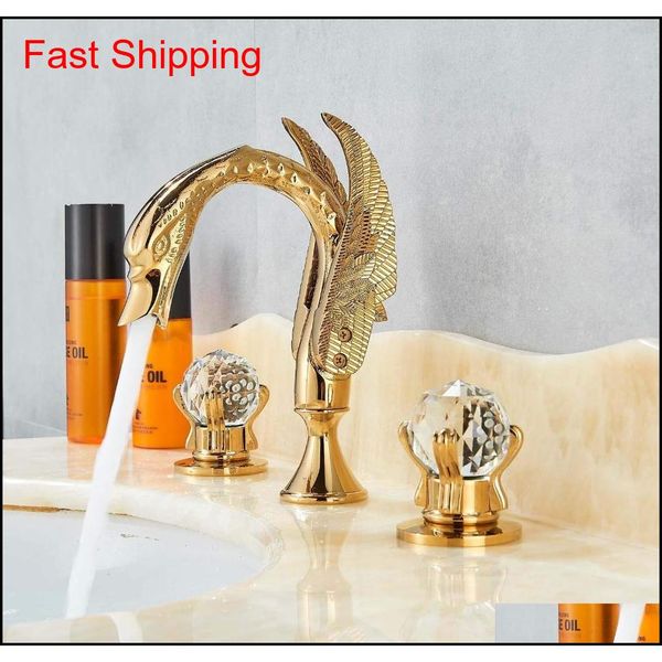 wholesale and retail widespread bathroom sink tap polished gold swan two glass handles 3 qylwbj dh_seller2010
wholesale and retail widespread bathroom sink tap polished gold swan two glass handles 3 qylwbj dh_seller2010