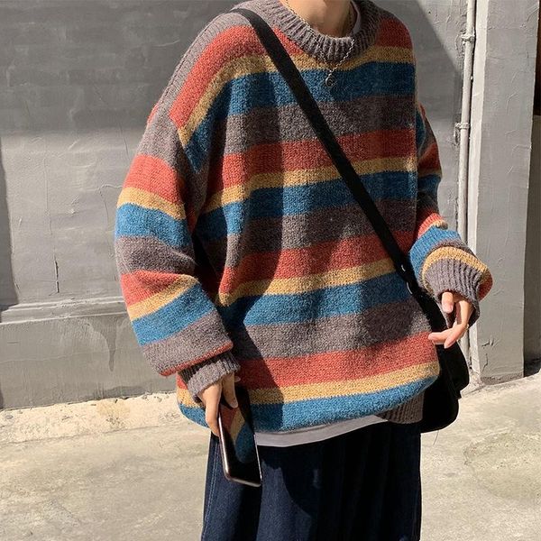 men's sweaters 2021 trend korean version loose thick autumn and winter striped couple solid color casual knitted pullover sweater, White;black
men's sweaters 2021 trend korean version loose thick autumn and winter striped couple solid color casual knitted pullover sweater, White;black