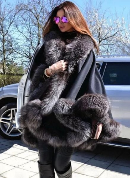 new winter long cloak and cape fur coat whom ms joker shawl with double cape coat, Black
new winter long cloak and cape fur coat whom ms joker shawl with double cape coat, Black