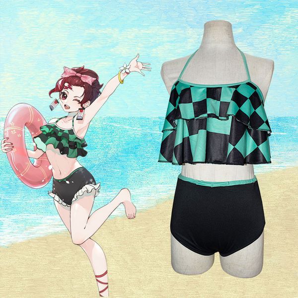 anime costumes tanjiro grid pattern halter neck and high waist cosplay costume two piece anime swimsuit swimwear bathing suit, Black
anime costumes tanjiro grid pattern halter neck and high waist cosplay costume two piece anime swimsuit swimwear bathing suit, Black