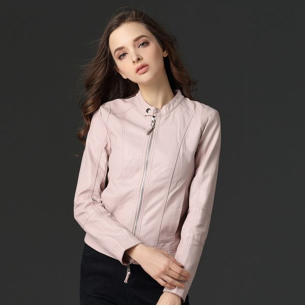 2021 new autumn winter vintage neck jacket button leather outwear women slim biker black pink coat ghfb
2021 new autumn winter vintage neck jacket button leather outwear women slim biker black pink coat ghfb