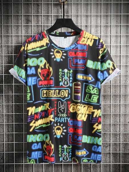 men letter & gesture print tee r4or#, White;black
men letter & gesture print tee r4or#, White;black