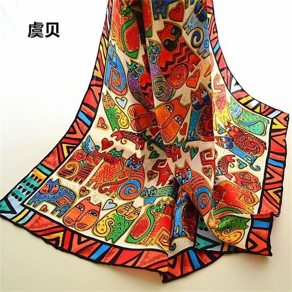 bright cartoon cats long scarf women natural silk scarves printed wrap shawl foulard femme bandana christmas gift for lady girl y201007, Blue;gray
bright cartoon cats long scarf women natural silk scarves printed wrap shawl foulard femme bandana christmas gift for lady girl y201007, Blue;gray