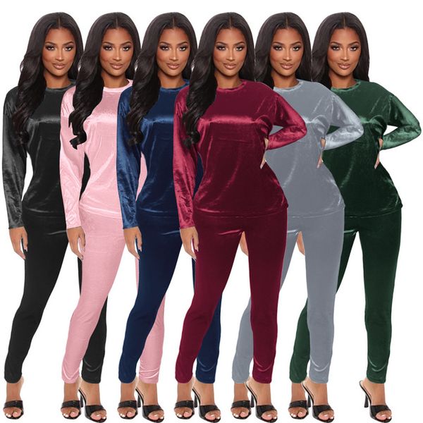 women velvet two piece sets long sleeve tshirt pencil pants female solid home clothing suit, White
women velvet two piece sets long sleeve tshirt pencil pants female solid home clothing suit, White