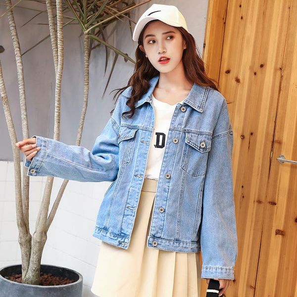 s m xl cotton new autumn 2019 women denim jeans jacket long sleeve loose casual outwear blue lady, Black;brown
s m xl cotton new autumn 2019 women denim jeans jacket long sleeve loose casual outwear blue lady, Black;brown