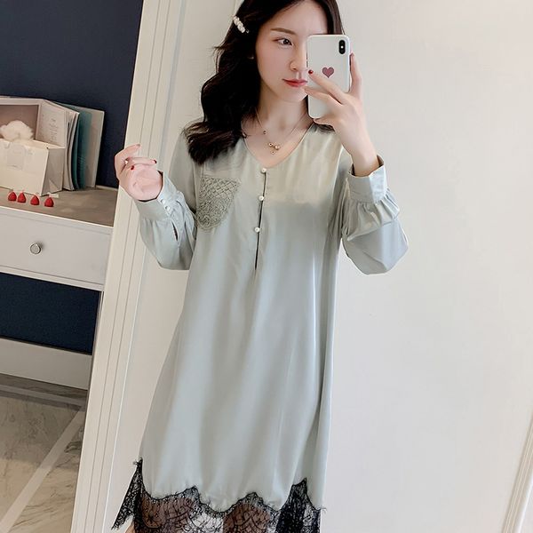 lady satin nightdress bathrobe casual nightwear intimate lingerie loose sleepwear lace patchwork home dressing gown nightgown, Black;red
lady satin nightdress bathrobe casual nightwear intimate lingerie loose sleepwear lace patchwork home dressing gown nightgown, Black;red