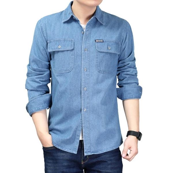 men's casual shirts cowboy shirt men 2021 spring denim blouse long sleeve plus size solid blue cotton work for dress, White;black
men's casual shirts cowboy shirt men 2021 spring denim blouse long sleeve plus size solid blue cotton work for dress, White;black