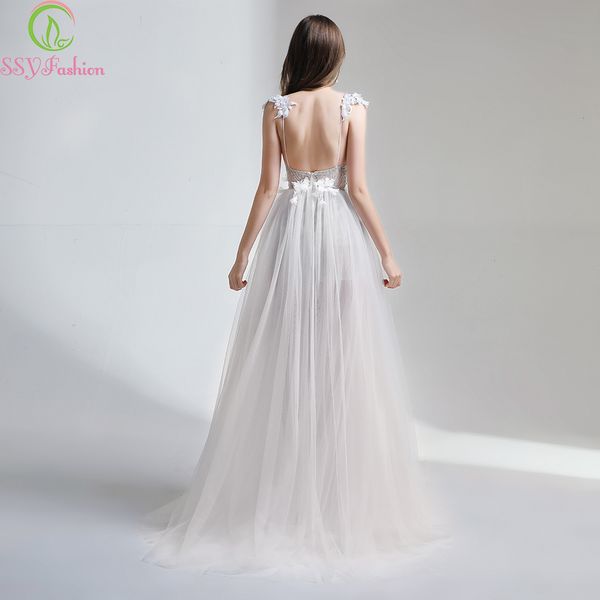 ssyfashion white lace evening dress v-neck backless beach dress vestido de fiesta banquet flower party formal gown in stock lj201224, Black
ssyfashion white lace evening dress v-neck backless beach dress vestido de fiesta banquet flower party formal gown in stock lj201224, Black