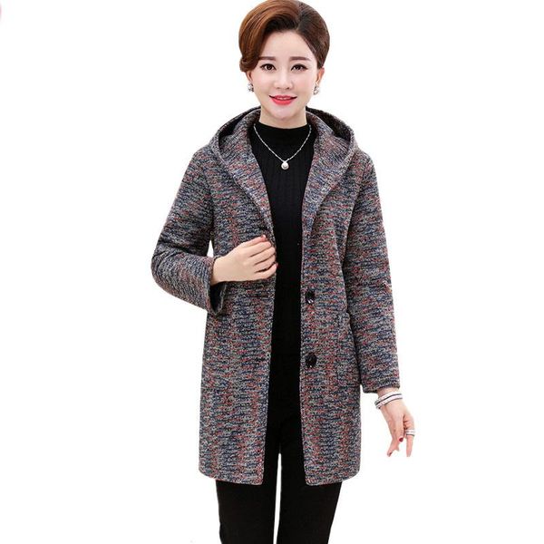women's wool & blends autumn coat woman hooded plus size long single-breasted women clothing middle-aged mother woolen jacket yf290, Black
women's wool & blends autumn coat woman hooded plus size long single-breasted women clothing middle-aged mother woolen jacket yf290, Black