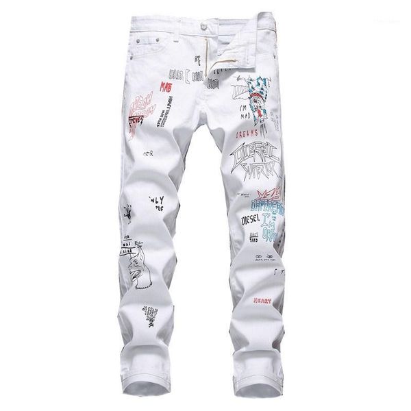 men's jeans mens white fashion ins style embroidered printed cotton slim fit denim pants european american hip hop street trousers1, Blue
men's jeans mens white fashion ins style embroidered printed cotton slim fit denim pants european american hip hop street trousers1, Blue