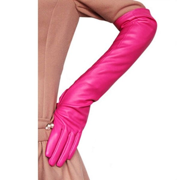 ladies women opera party over elbow pu leather long glove, Blue;gray