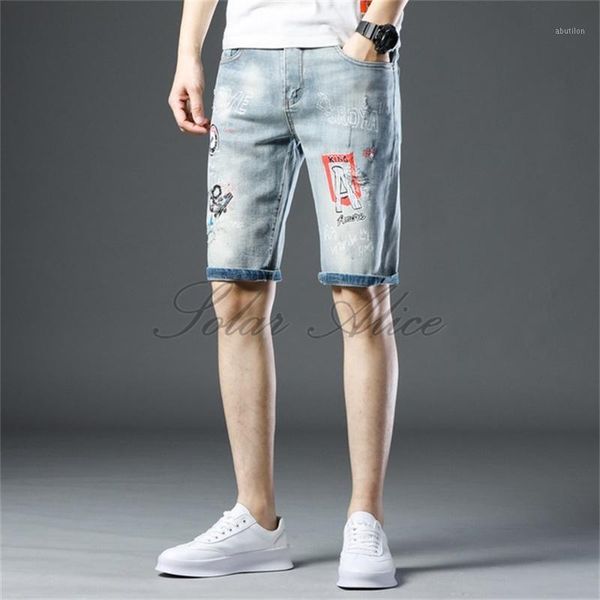men's jeans 2021 men's summer straight denim shorts mid-waist printing brand light blue knee length1
men's jeans 2021 men's summer straight denim shorts mid-waist printing brand light blue knee length1