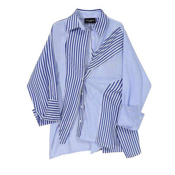 design sense women's clothing 2020 new korean loose stripe shirt irregular long sleeve shirt women's autumn winter 6664, White
design sense women's clothing 2020 new korean loose stripe shirt irregular long sleeve shirt women's autumn winter 6664, White