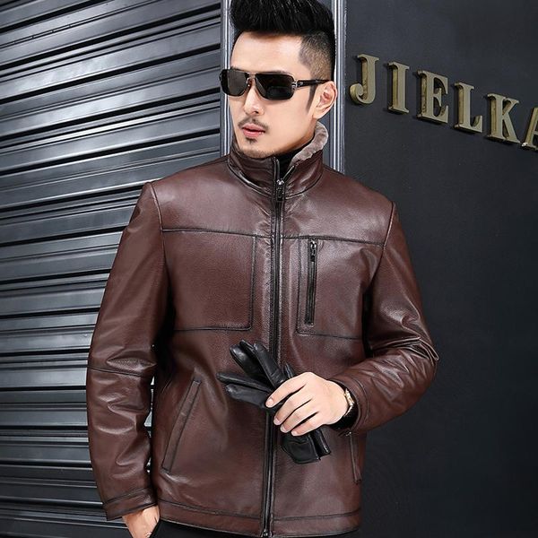 men's leather & faux winter warm slim jackets genuine jacket men 2021 fashion sheepskin coat wool coats jaqueta de couro zl384, Black
men's leather & faux winter warm slim jackets genuine jacket men 2021 fashion sheepskin coat wool coats jaqueta de couro zl384, Black